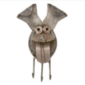 New NWT Original Yardbirds Lucky Happy Puppy Metal Dog Wall Art Key Leash Holder